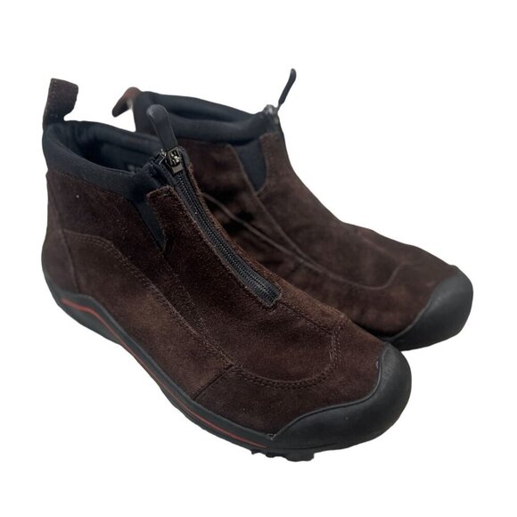 Lands End Women's Brown Suede Zip-Up‎ Ankle Boots Size 10B - Picture 1 of 8